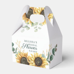 Floral Sunflower Eucalyptus Script Bridal Shower Favor Box