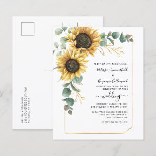 Floral Sunflower Eucalyptus Wedding Budget Invite