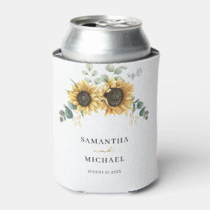 Floral Sunflower Eucalyptus Wedding Can Cooler