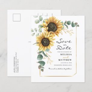 Floral Sunflower Eucalyptus Wedding Save The Date