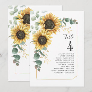Floral Sunflower Eucalyptus Wedding Table Number 4