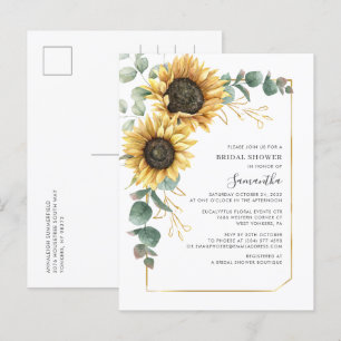 Floral Sunflower Geometric Modern Bridal Shower Invitation Postcard