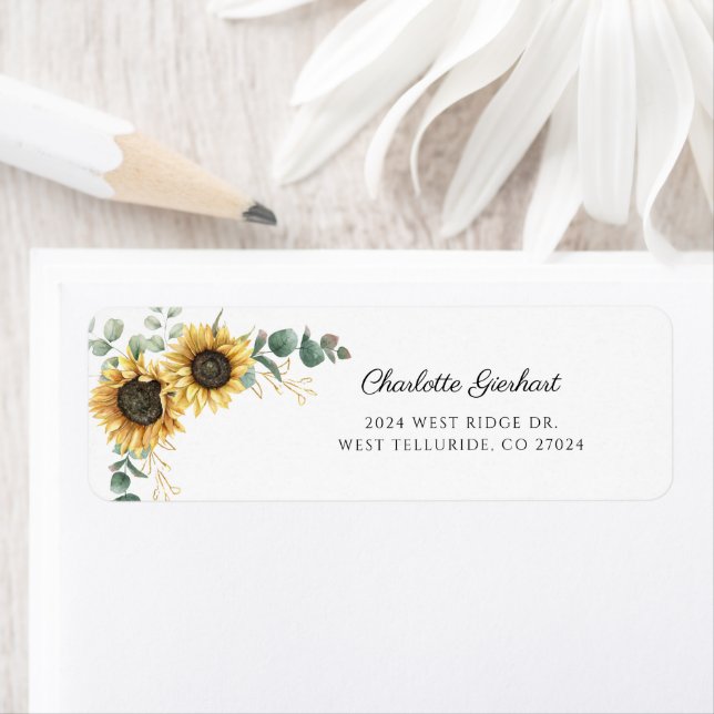 Floral Sunflower Greenery Return Address (Insitu)