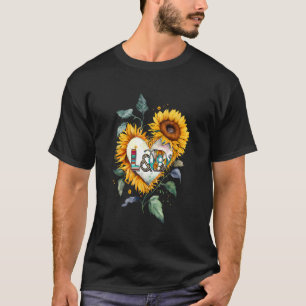Floral Sunflower Heart L&D Labor and Delivery Nurs T-Shirt