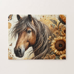 Floral Sunflower Horse Jigsaw Puzzle