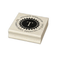 Floral Sunflower Name Address 1 Initial Round Rubb