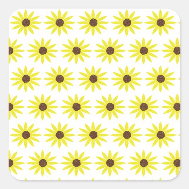 Floral Sunflower Patterns Golden Yellow Flowers Square Sticker (Front)