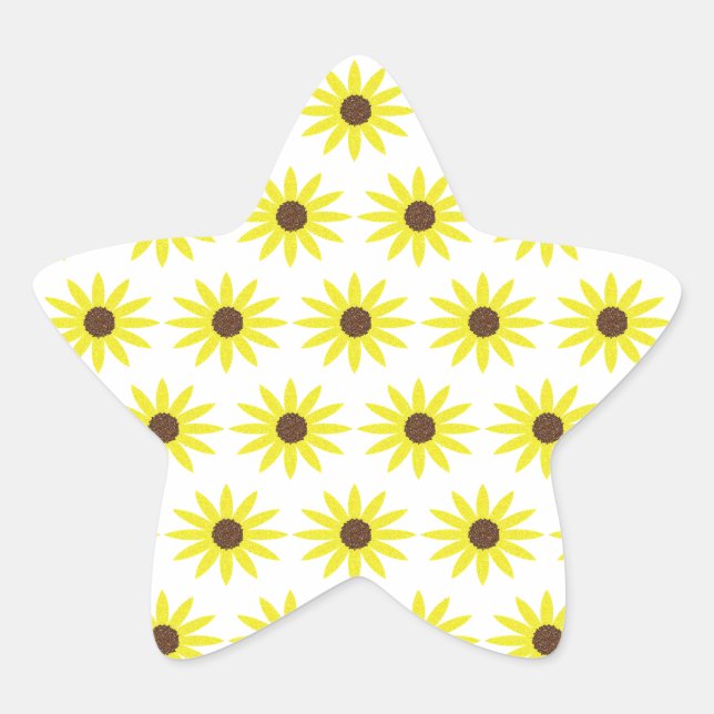 Floral Sunflower Patterns Golden Yellow Flowers Star Sticker (Front)