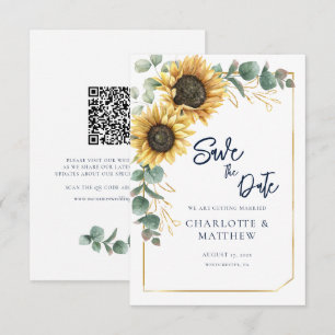Floral Sunflower QR Code Wedding Save the Date