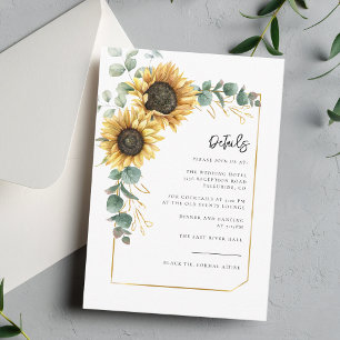 Floral Sunflower Script Wedding Details Enclosure Card
