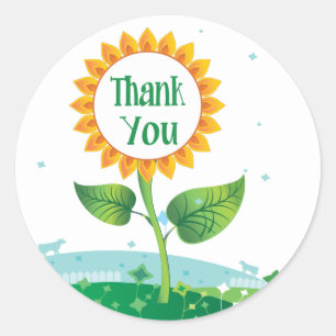 Floral Sunflower Thank You Sticker / Seal