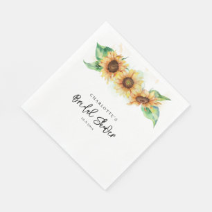 Floral Sunflower Watercolor Bridal Shower Paper Napkin