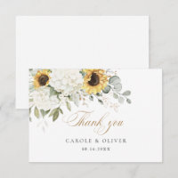 Floral Sunflowers Hydrangea Wedding Thank You