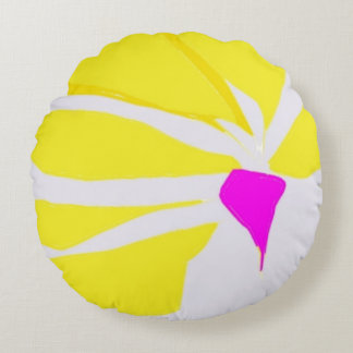 Floral sunrise illustration Round Pillow