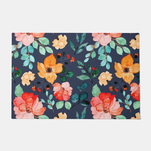 Floral Surface Pattern- Fashion Decorative Spring Doormat (Front)