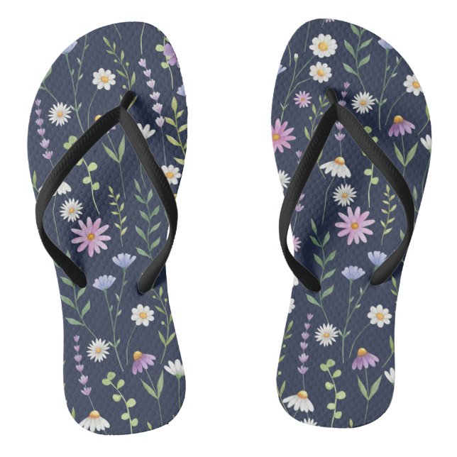 Floral Surface Pattern-Fashion Spring Flowers      Flip Flops (Footbed)