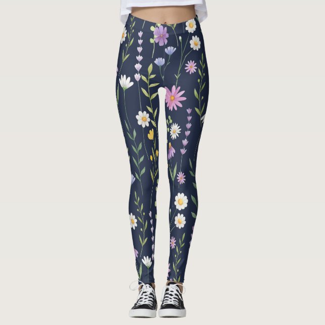Floral Surface Pattern-Fashion Spring Flowers      Leggings (Front)