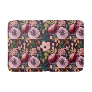 Floral Surface Pattern-Fashion Watercolor Colourfu Bath Mat