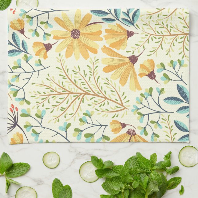 Floral Surface Pattern- Stylish Abstract Wallpaper Kitchen Towel (Folded)