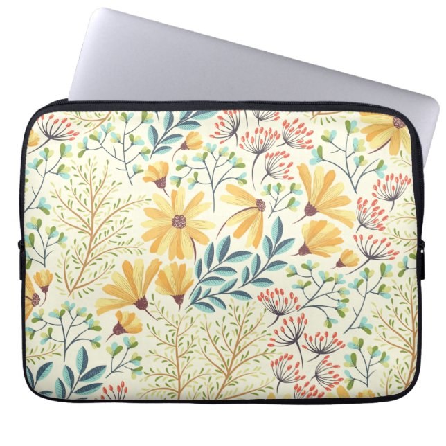Floral Surface Pattern- Stylish Abstract Wallpaper Laptop Sleeve (Front)