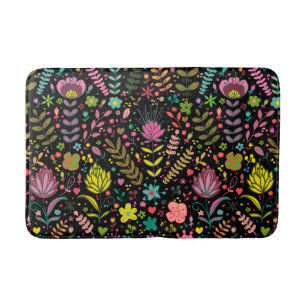 Floral Surface Pattern- Stylish Flowers Wallpaper Bath Mat