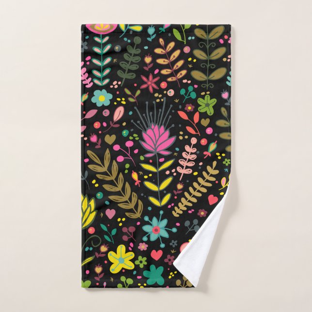 Floral Surface Pattern- Stylish Flowers Wallpaper  Hand Towel (Hand Towel)