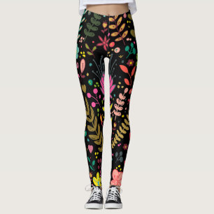 Floral Surface Pattern- Stylish Flowers Wallpaper Leggings