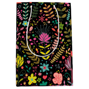 Floral Surface Pattern- Stylish Flowers Wallpaper  Medium Gift Bag