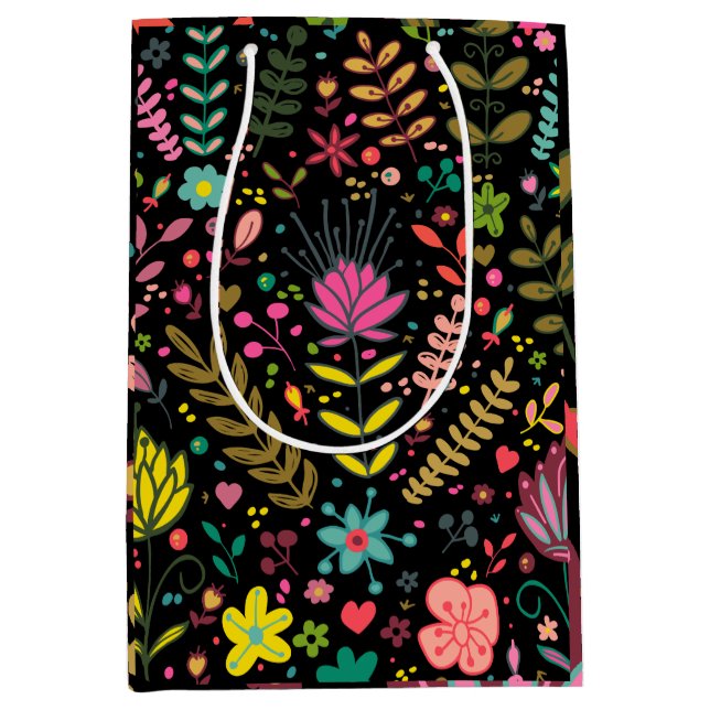 Floral Surface Pattern- Stylish Flowers Wallpaper  Medium Gift Bag (Front)