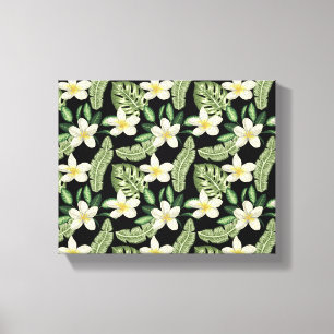 Floral surface pattern Tropical flowers and leaves Canvas Print