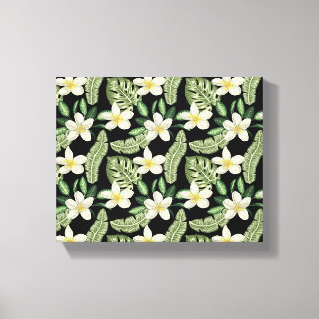 Floral surface pattern Tropical flowers and leaves Canvas Print (Front)