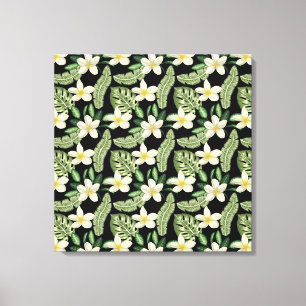 Floral surface pattern Tropical flowers and leaves Canvas Print