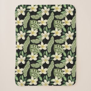 Floral surface pattern Tropical flowers and leaves Sherpa Blanket