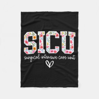 Floral Surgical Intensive Care Unit Sicu Nurse Fleece Blanket