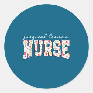 Floral Surgical Trauma Nurse Icu Classic Round Sticker