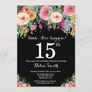 Floral Surprise 15e anniversaire Invitation