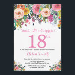 Floral Surprise 18th Birthday Invitation Pink<br><div class="desc">Floral Surprise 18th Birthday Invitation for Women. Watercolor Floral Flower. Pink, Yellow, Orange, Purple Flower. Adult Birthday. 30th 40th 50th 60th 70th 80th 90th 100th 13th 15th 16th 18th 20th 21st Any Age. For further customization, please click the "Customize it" button and use our design tool to modify this template....</div>