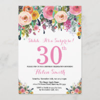 Floral Surprise 30e anniversaire Invitation rose