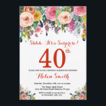 Floral Surprise 40th Birthday Invitation Red<br><div class="desc">Floral Surprise 40th Birthday Invitation for Women. Watercolor Floral Flower. Red, Pink, Yellow, Orange, Purple Flower. Adult Birthday. 30th 40th 50th 60th 70th 80th 90th 100th 13th 15th 16th 18th 20th 21st Any Age. For further customization, please click the "Customize it" button and use our design tool to modify this...</div>