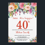 Floral Surprise 40th Birthday Invitation Red<br><div class="desc">Floral Surprise 40th Birthday Invitation for Women. Watercolor Floral Flower. Red, Pink, Yellow, Orange, Purple Flower. Adult Birthday. 30th 40th 50th 60th 70th 80th 90th 100th 13th 15th 16th 18th 20th 21st Any Age. For further customization, please click the "Customize it" button and use our design tool to modify this...</div>