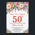 Floral Surprise 50th Birthday Invitation Red<br><div class="desc">Floral Surprise 50th Birthday Invitation for Women. Watercolor Floral Flower. Red, Pink, Yellow, Orange, Purple Flower. Adult Birthday. 30th 40th 50th 60th 70th 80th 90th 100th 13th 15th 16th 18th 20th 21st Any Age. For further customization, please click the "Customize it" button and use our design tool to modify this...</div>
