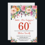 Floral Surprise 60th Birthday Invitation Red<br><div class="desc">Floral Surprise 60th Birthday Invitation for Women. Watercolor Floral Flower. Red, Pink, Yellow, Orange, Purple Flower. Adult Birthday. 30th 40th 50th 60th 70th 80th 90th 100th 13th 15th 16th 18th 20th 21st Any Age. For further customization, please click the "Customize it" button and use our design tool to modify this...</div>