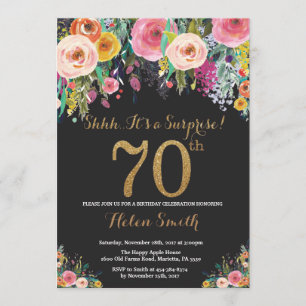 Floral Surprise 70e anniversaire Invitation Or