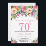 Floral Surprise 70th Birthday Invitation Pink<br><div class="desc">Floral Surprise 70th Birthday Invitation for Women. Watercolor Floral Flower. Pink, Yellow, Orange, Purple Flower. Adult Birthday. 30th 40th 50th 60th 70th 80th 90th 100th 13th 15th 16th 18th 20th 21st Any Age. For further customization, please click the "Customize it" button and use our design tool to modify this template....</div>