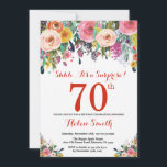 Floral Surprise 70th Birthday Invitation Red<br><div class="desc">Floral Surprise 70th Birthday Invitation for Women. Watercolor Floral Flower. Red, Pink, Yellow, Orange, Purple Flower. Adult Birthday. 30th 40th 50th 60th 70th 80th 90th 100th 13th 15th 16th 18th 20th 21st Any Age. For further customization, please click the "Customize it" button and use our design tool to modify this...</div>