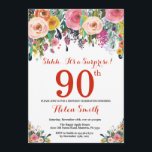 Floral Surprise 90th Birthday Invitation Red<br><div class="desc">Floral Surprise 90th Birthday Invitation for Women. Watercolor Floral Flower. Red, Pink, Yellow, Orange, Purple Flower. Adult Birthday. 30th 40th 50th 60th 70th 80th 90th 100th 13th 15th 16th 18th 20th 21st Any Age. For further customization, please click the "Customize it" button and use our design tool to modify this...</div>