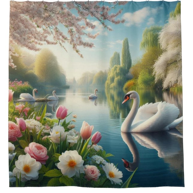 Floral swan lake spring artwork (Front)