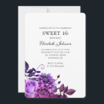 Floral sweet 16. Purple flowers 16th birthday Invitation<br><div class="desc">Contact me,  please,  if you need additional items.</div>
