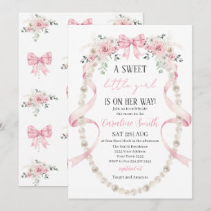  Floral Sweet little girl baby shower Invitation