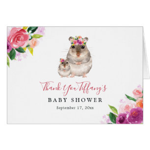 Floral Sweet Mom And Baby Mouse Baby Shower